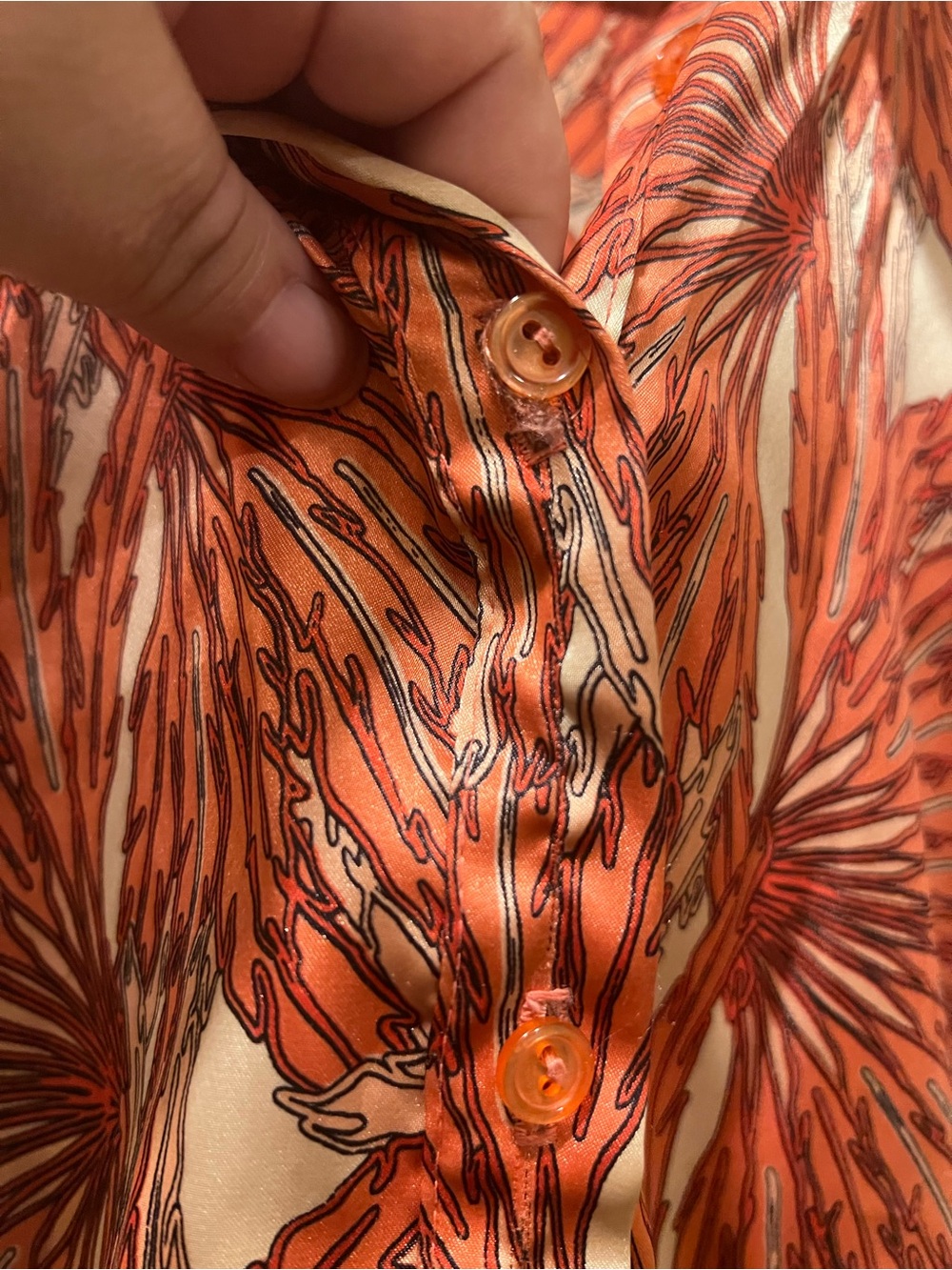 Lane Bryant 18/20 Rust Abstract Print Blouse Back Tie Button Front - Picture 4 of 7